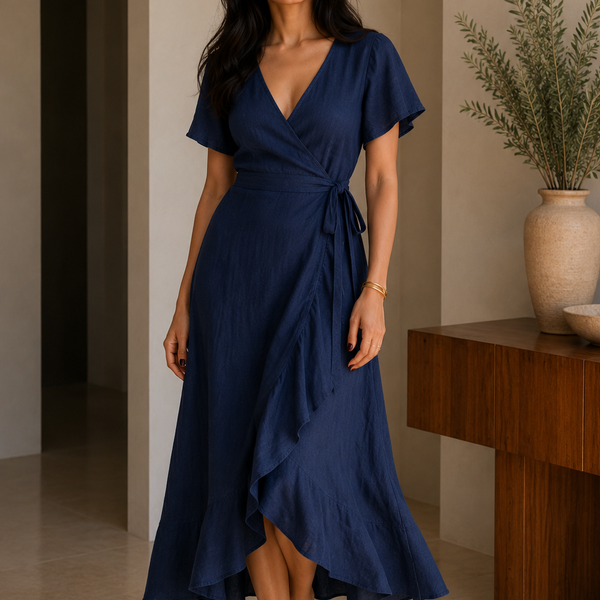 Indigo Wrap Dress
