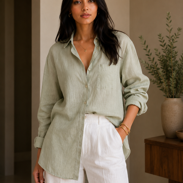 Sage Linen Oversized Shirt